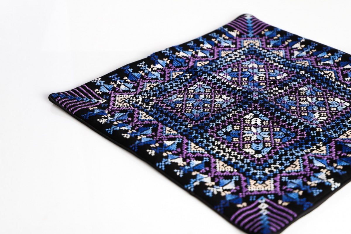 Hebron Night Sky – Hand-Embroidered Palestinian Tatreez Pillow