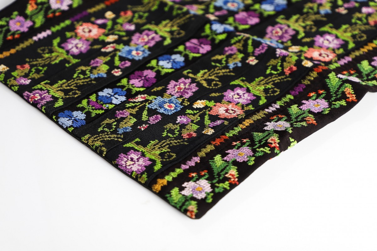 Unique Handcrafted Floral Embroidery Pillow - Square Accent Cushion