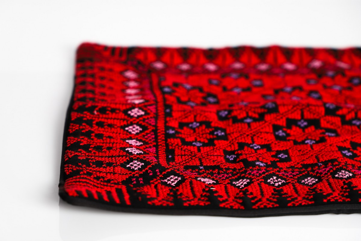 Handcrafted Embroidered Square Pillow - Elegant Home Decor Accent