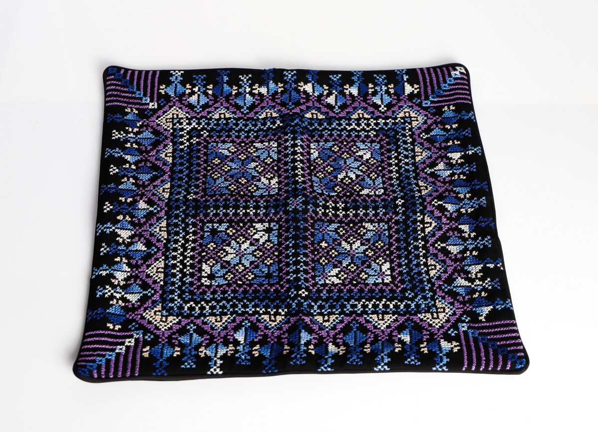 Hebron Night Sky – Hand-Embroidered Palestinian Tatreez Pillow