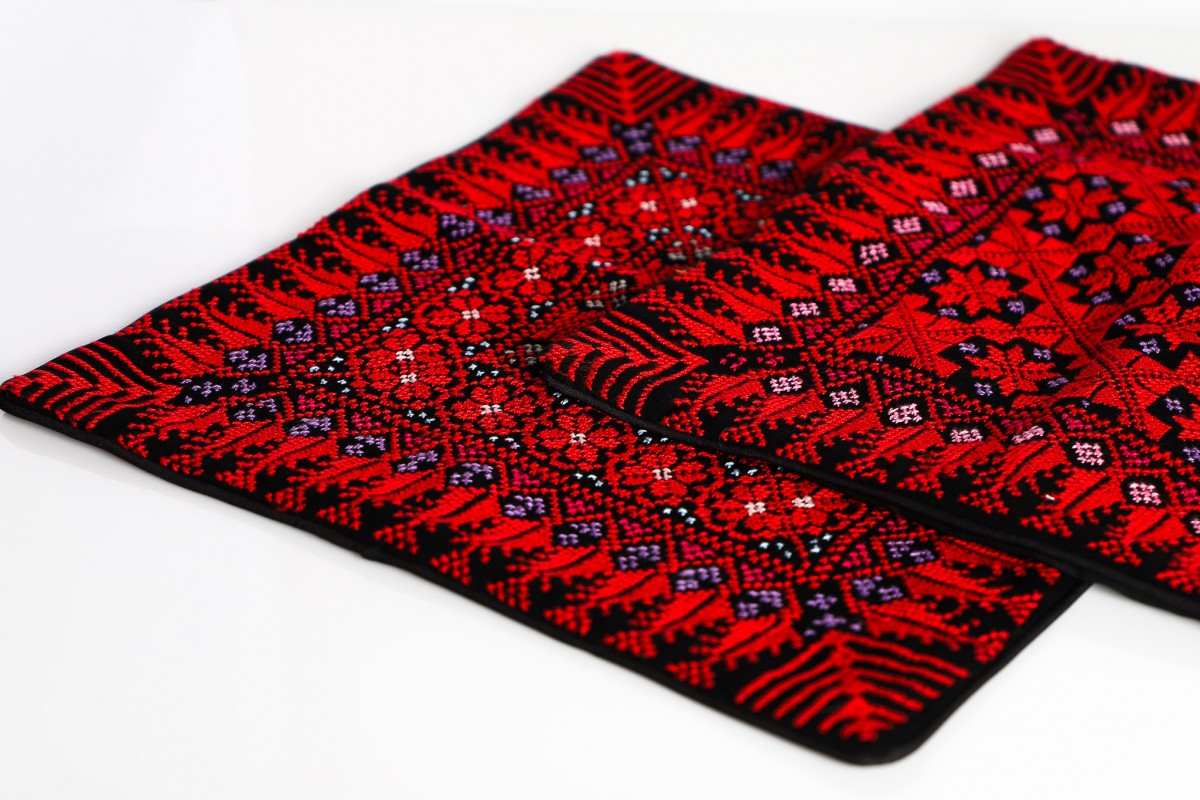 Authentic Hand-Embroidered Square Pillow - Beautiful Decorative Cushion