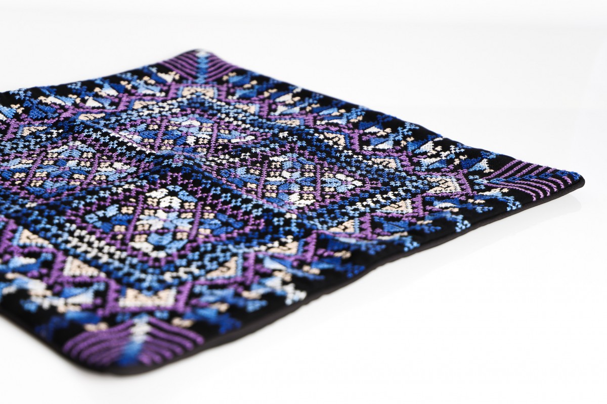 Hebron Night Sky – Hand-Embroidered Palestinian Tatreez Pillow