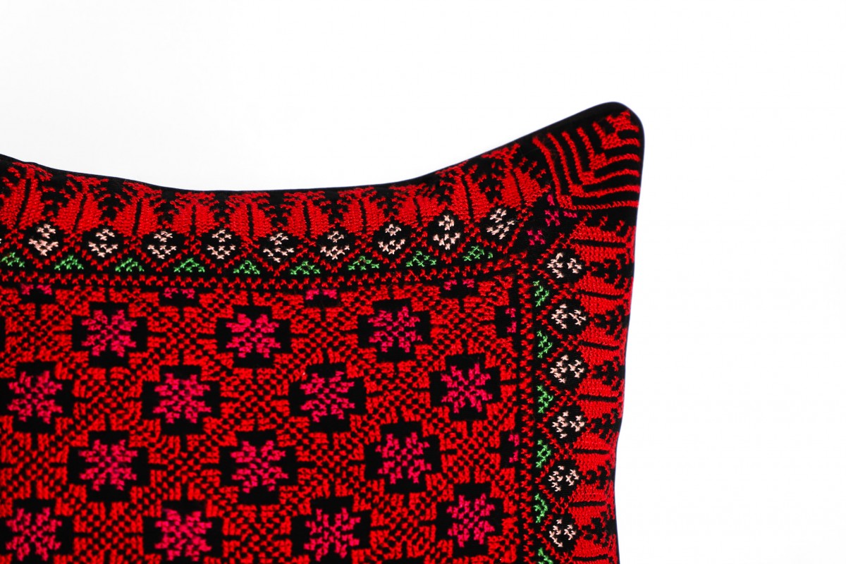 Hand embroidered square pillow