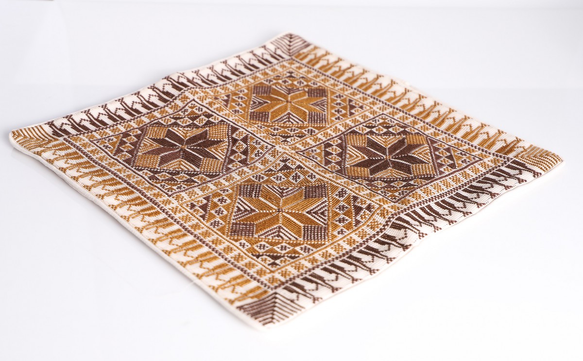 Unique Handmade Embroidered Square Pillow - Artisan Home Decor Cushion