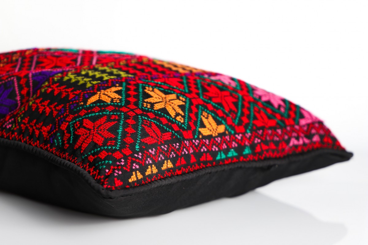 Handcrafted Embroidered Square Pillow - Traditional Design, Modern Comfort