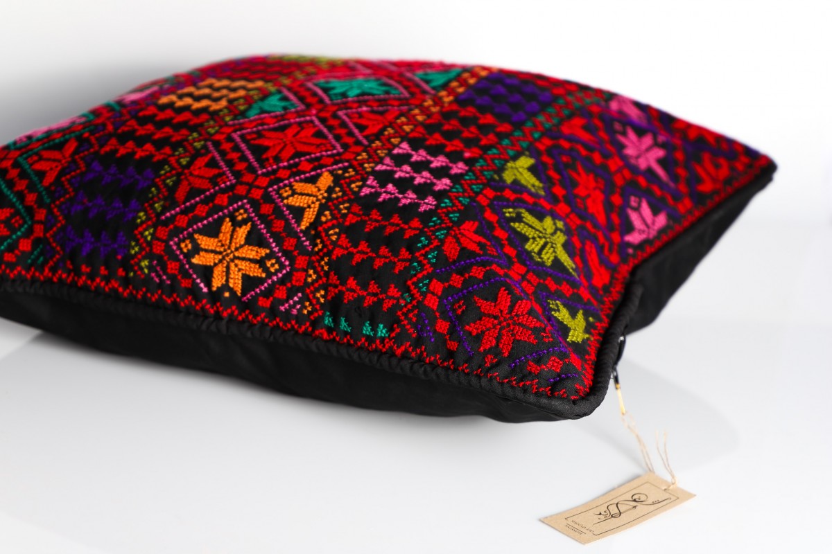 Handcrafted Embroidered Square Pillow - Traditional Design, Modern Comfort