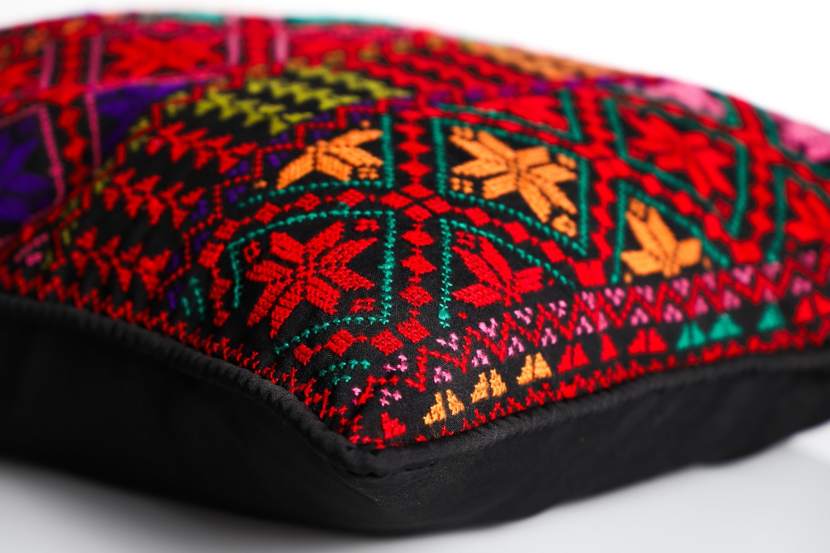 Handcrafted Embroidered Square Pillow - Traditional Design, Modern Comfort