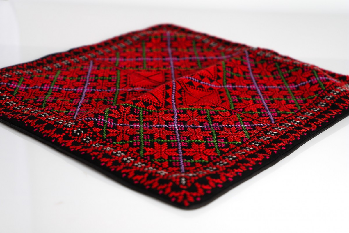 Traditional Handcrafted Embroidered Square Pillow - Unique Home Decor