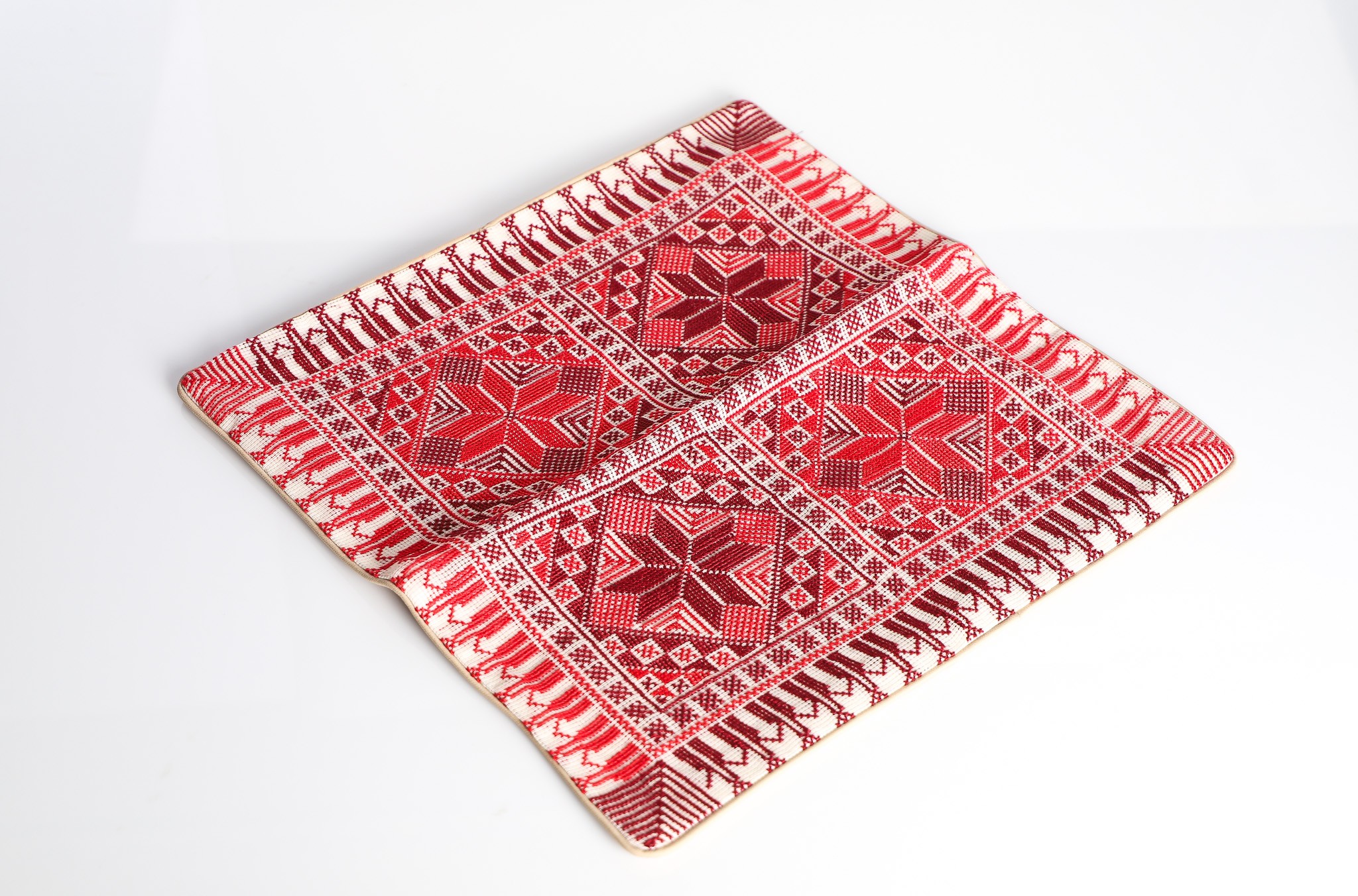 Traditional Handcrafted Embroidered Pillow - Square Accent Cushion