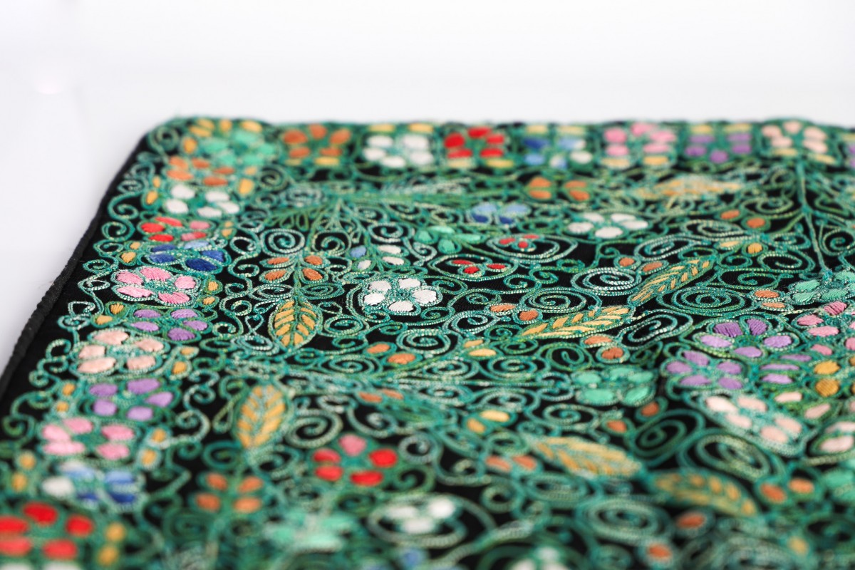 Handcrafted Embroidered Square Pillow - Vintage Home Decor Cushion