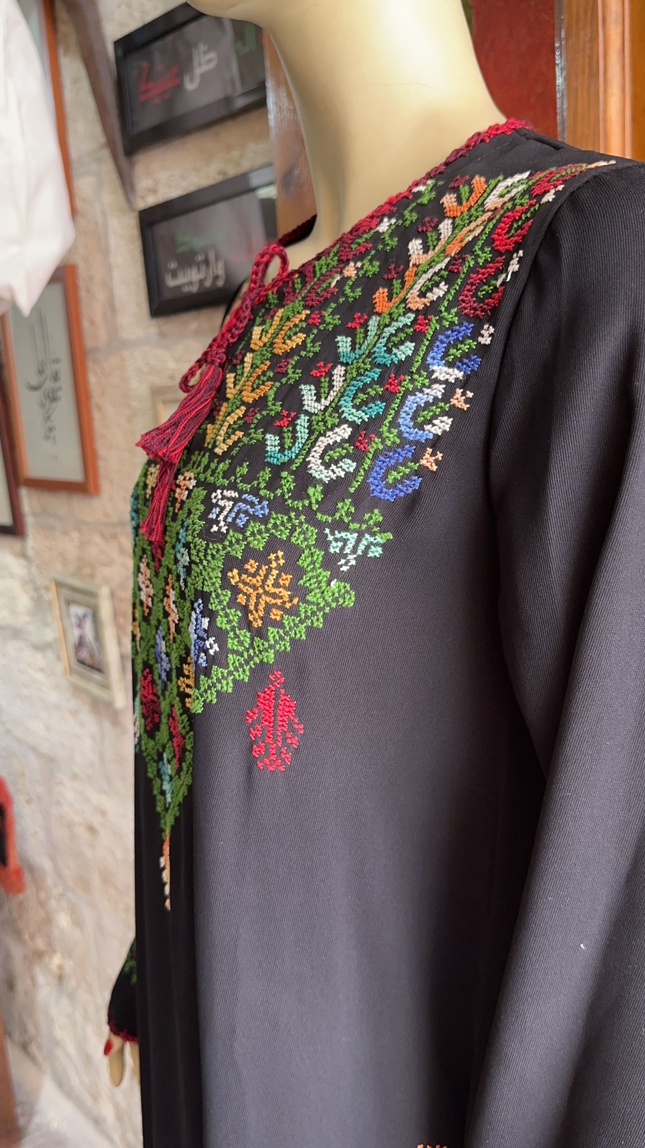 Hand-Embroidered Palestinian Dress with Colorful Heritage Patterns