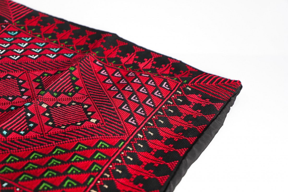 Hand-Stitched Embroidered Square Pillow - Luxurious Home Decoration