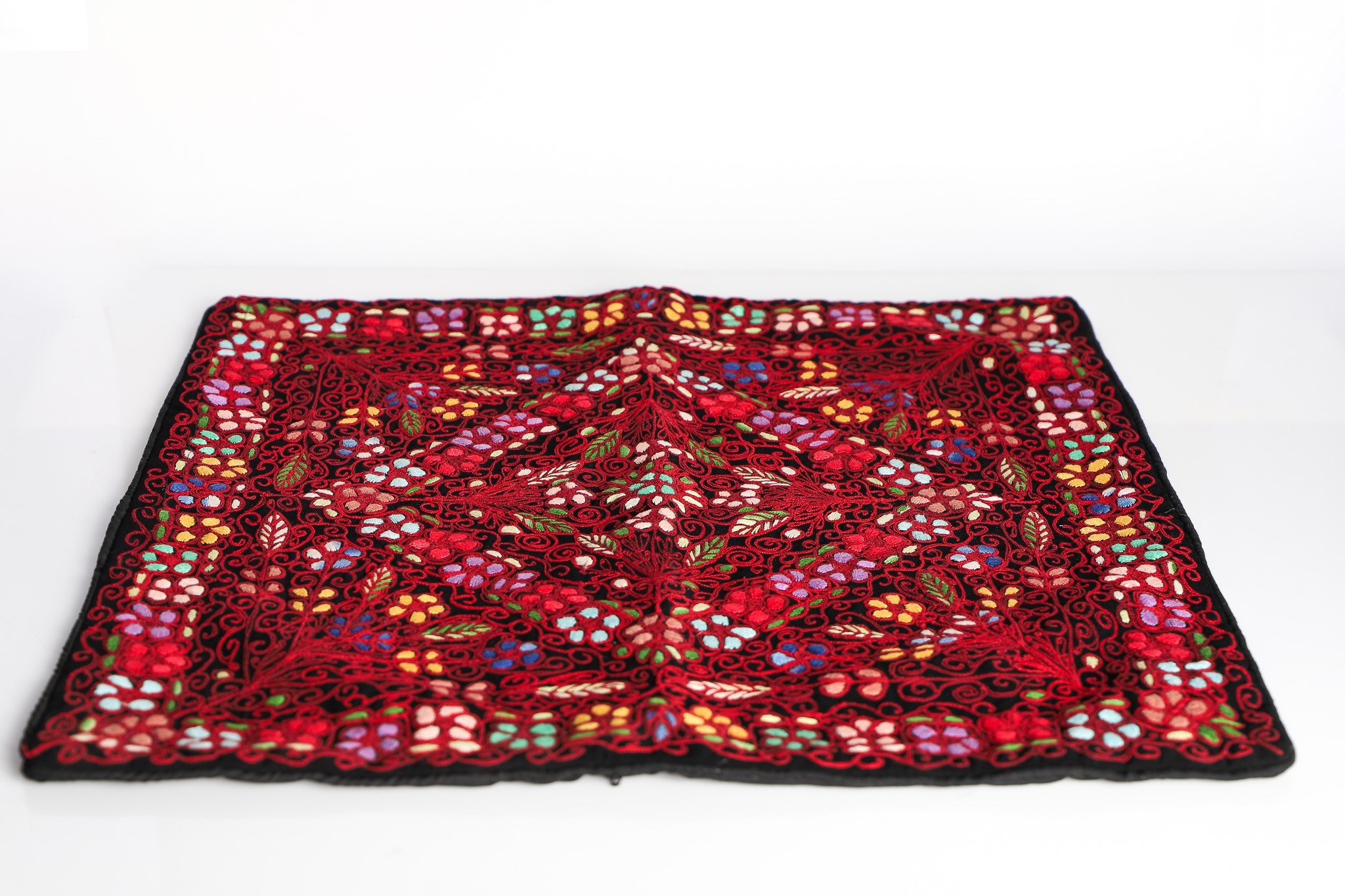 Decorative Handcrafted Embroidered Square Pillow - Authentic Home Decor