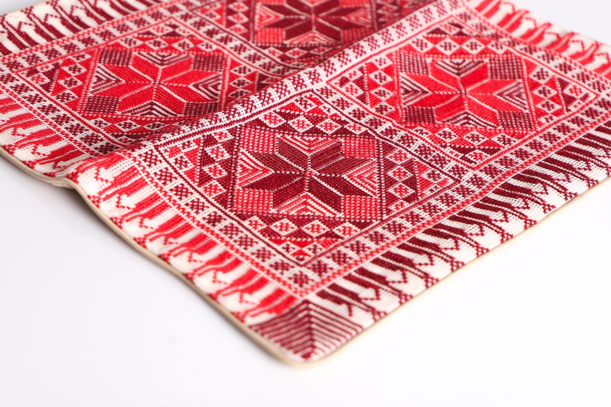 Traditional Handcrafted Embroidered Pillow - Square Accent Cushion