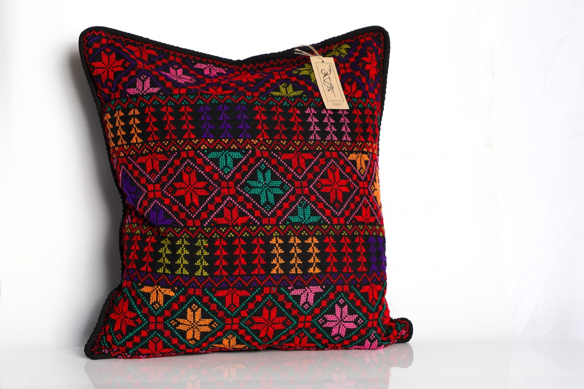Handcrafted Embroidered Square Pillow - Traditional Design, Modern Comfort