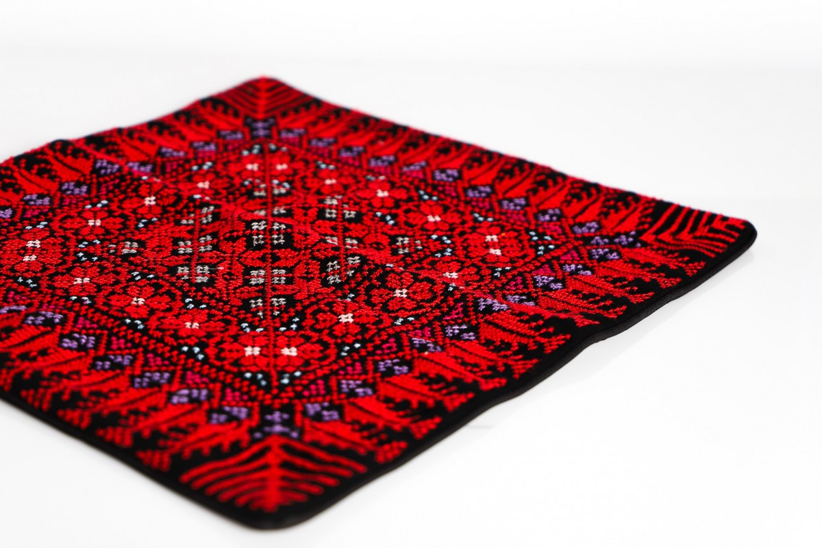 Authentic Hand-Embroidered Square Pillow - Beautiful Decorative Cushion