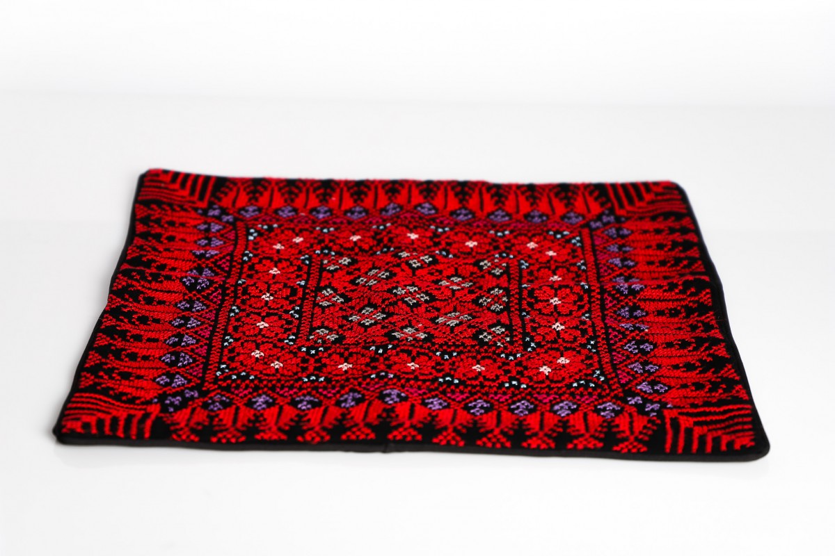 Authentic Hand-Embroidered Square Pillow - Beautiful Decorative Cushion