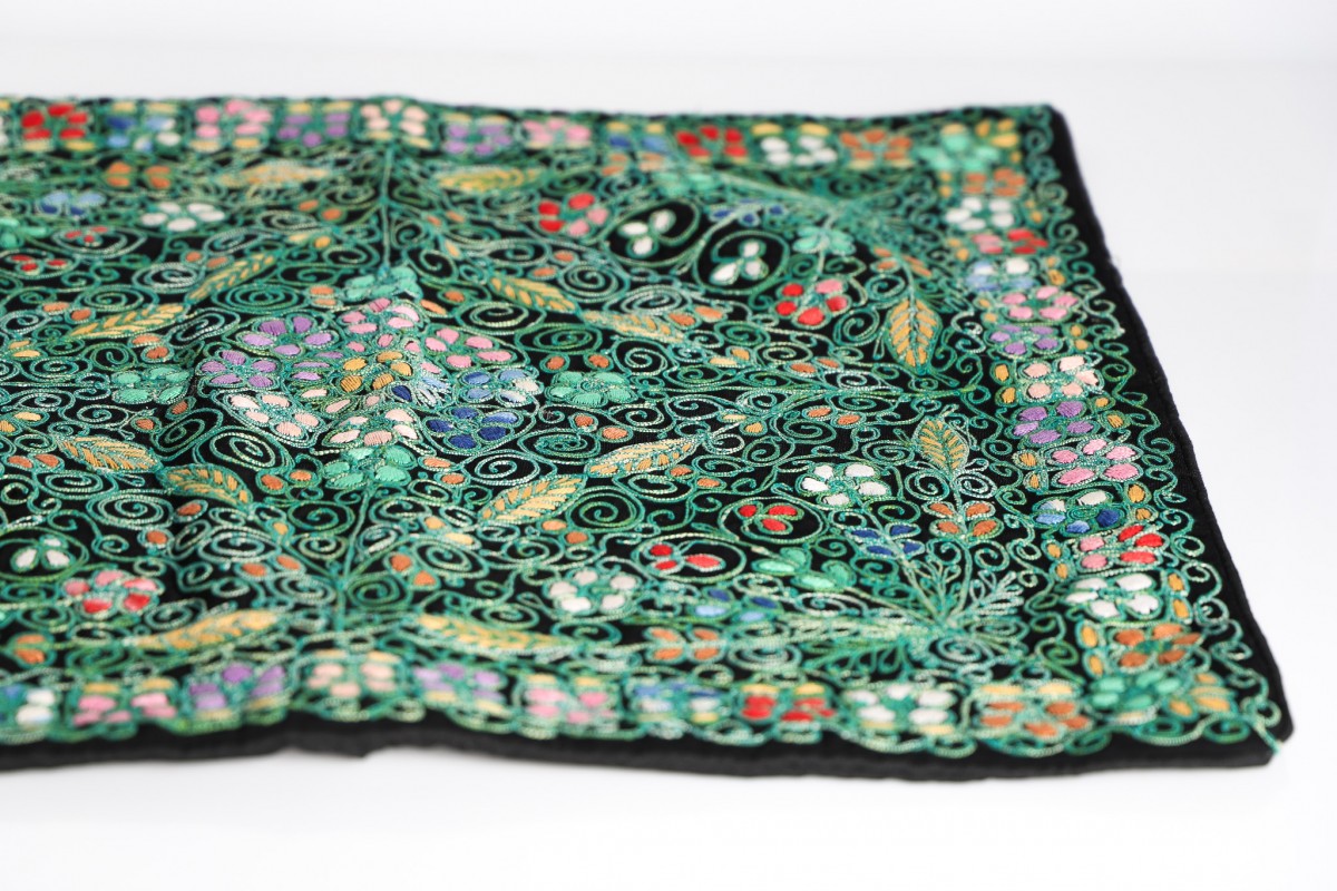 Handcrafted Embroidered Square Pillow - Vintage Home Decor Cushion