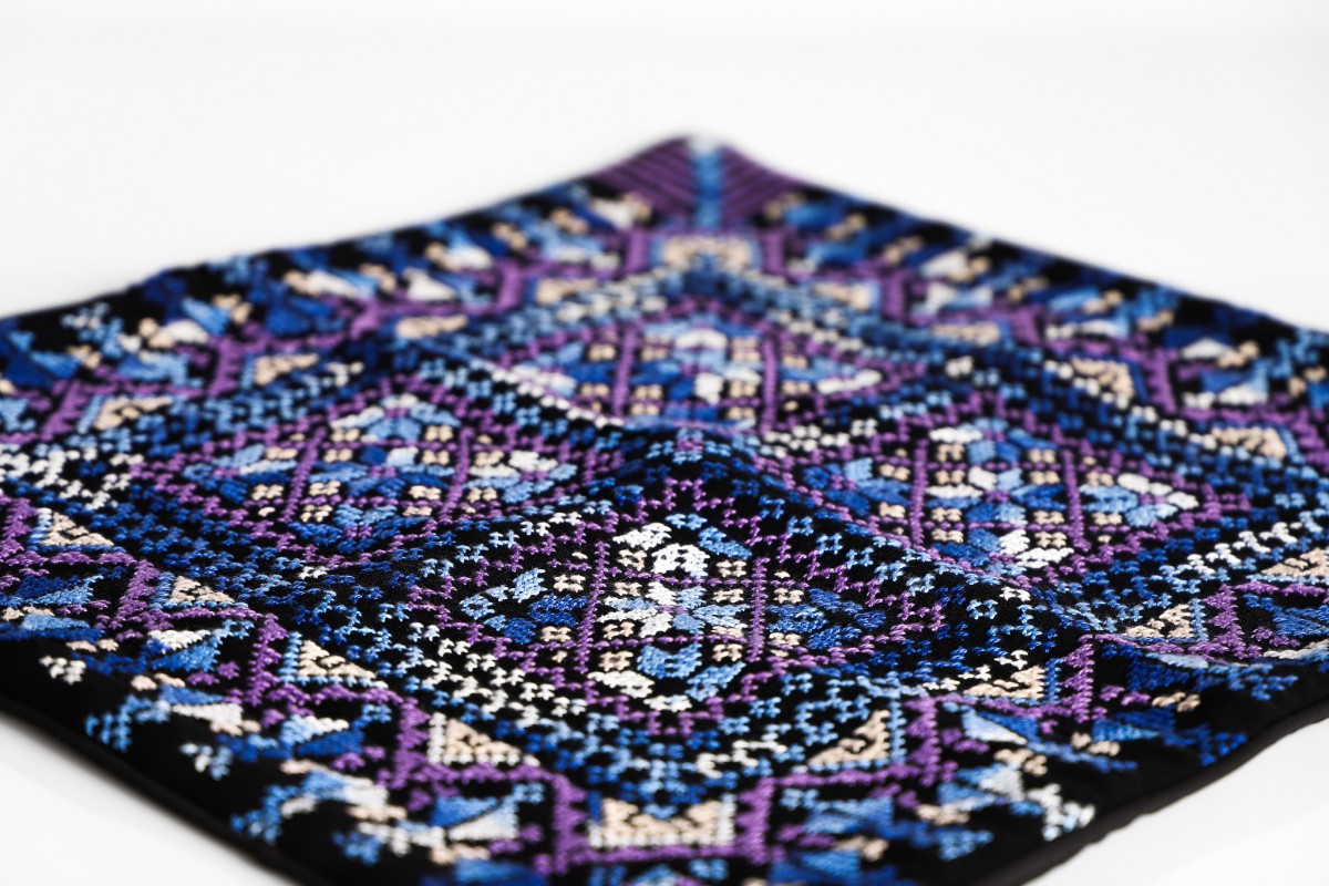 Hebron Night Sky – Hand-Embroidered Palestinian Tatreez Pillow